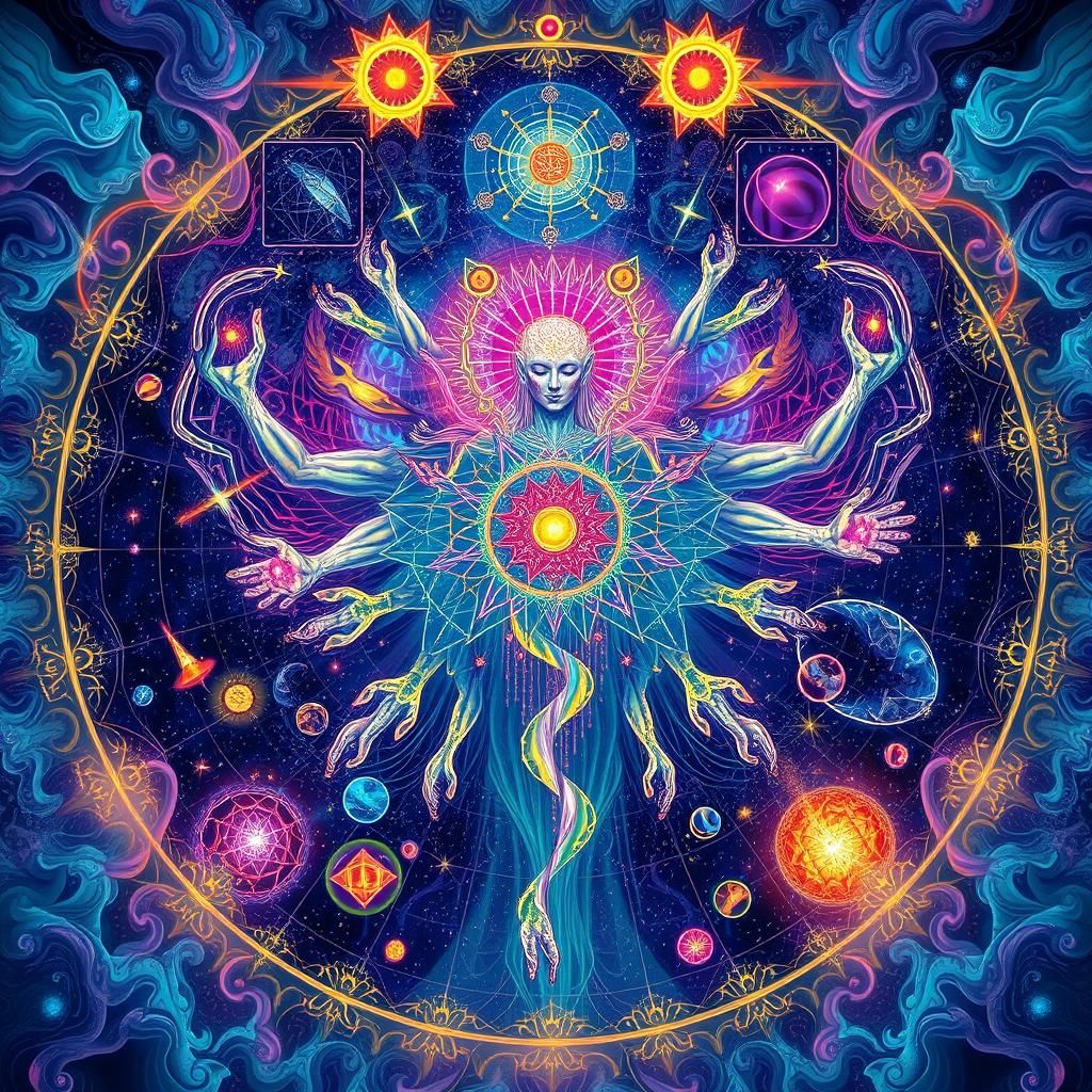 Cosmic Being Radiating Iridescent Energy