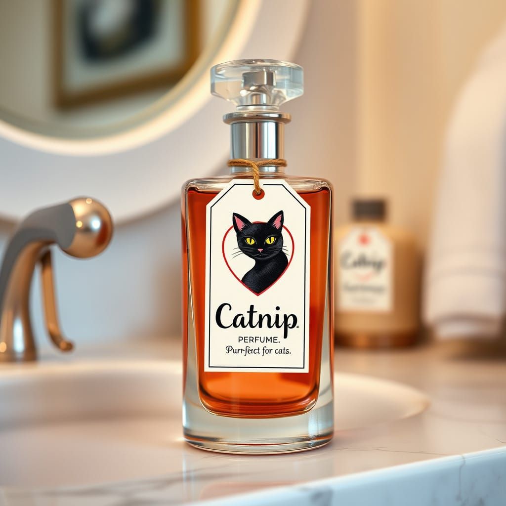 Whimsical Catnip Perfume Bottle in Beatrix Potter Style