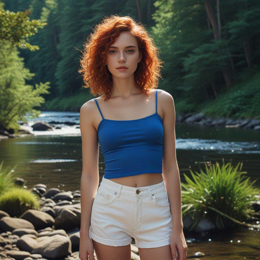 Redhead Fashion Model in 1976-Inspired Attire by an Oregon R...