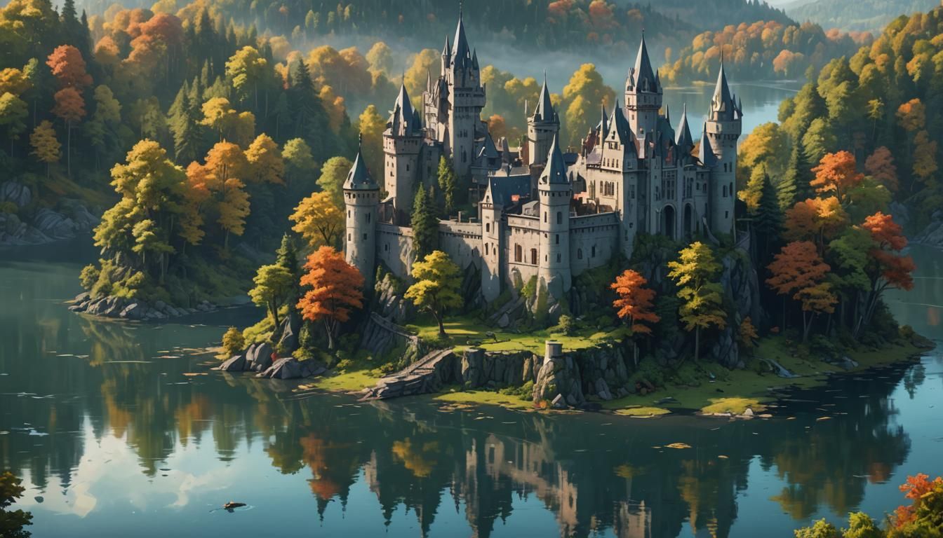 Gothic Castle Island in Forest Lake