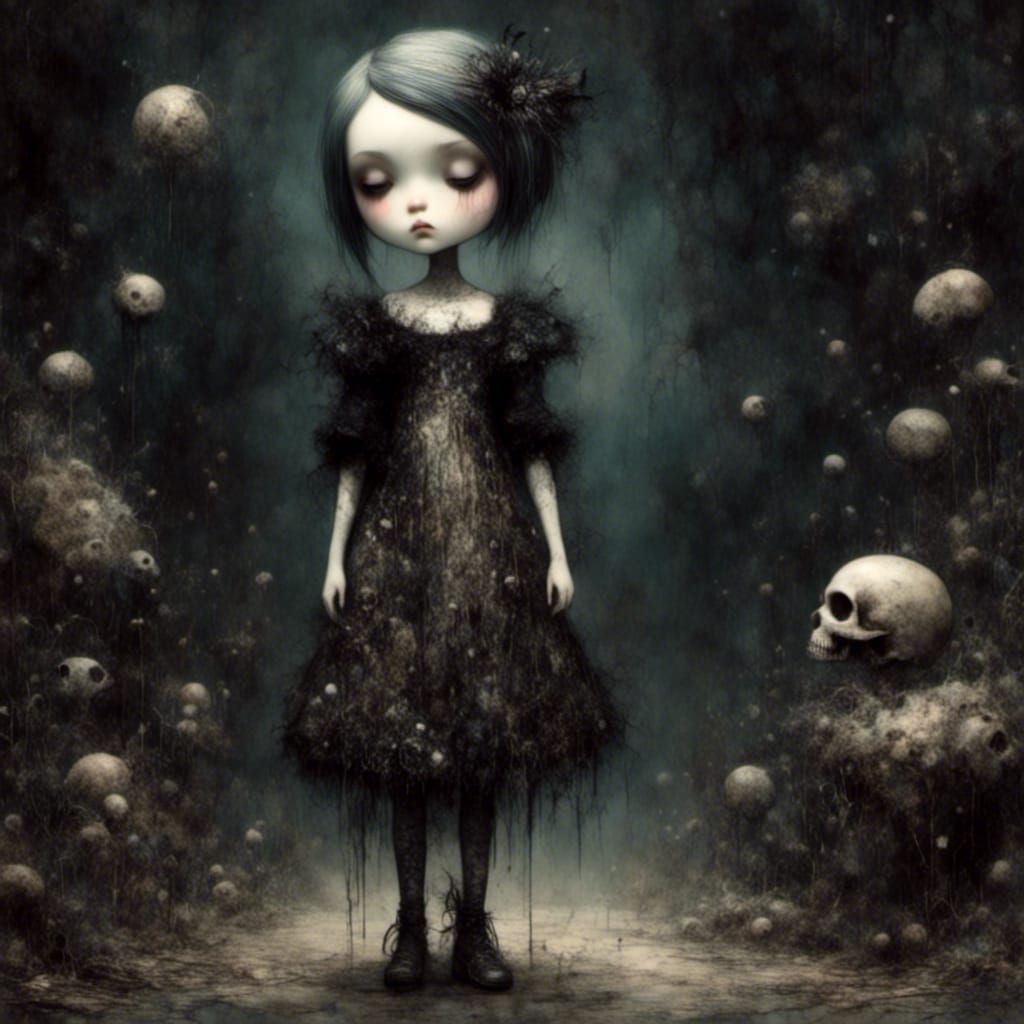 Goth Punk Girl in Art Brut Style