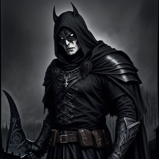 Dark Knight in Medieval Armor Stands Before Gothic Crypt