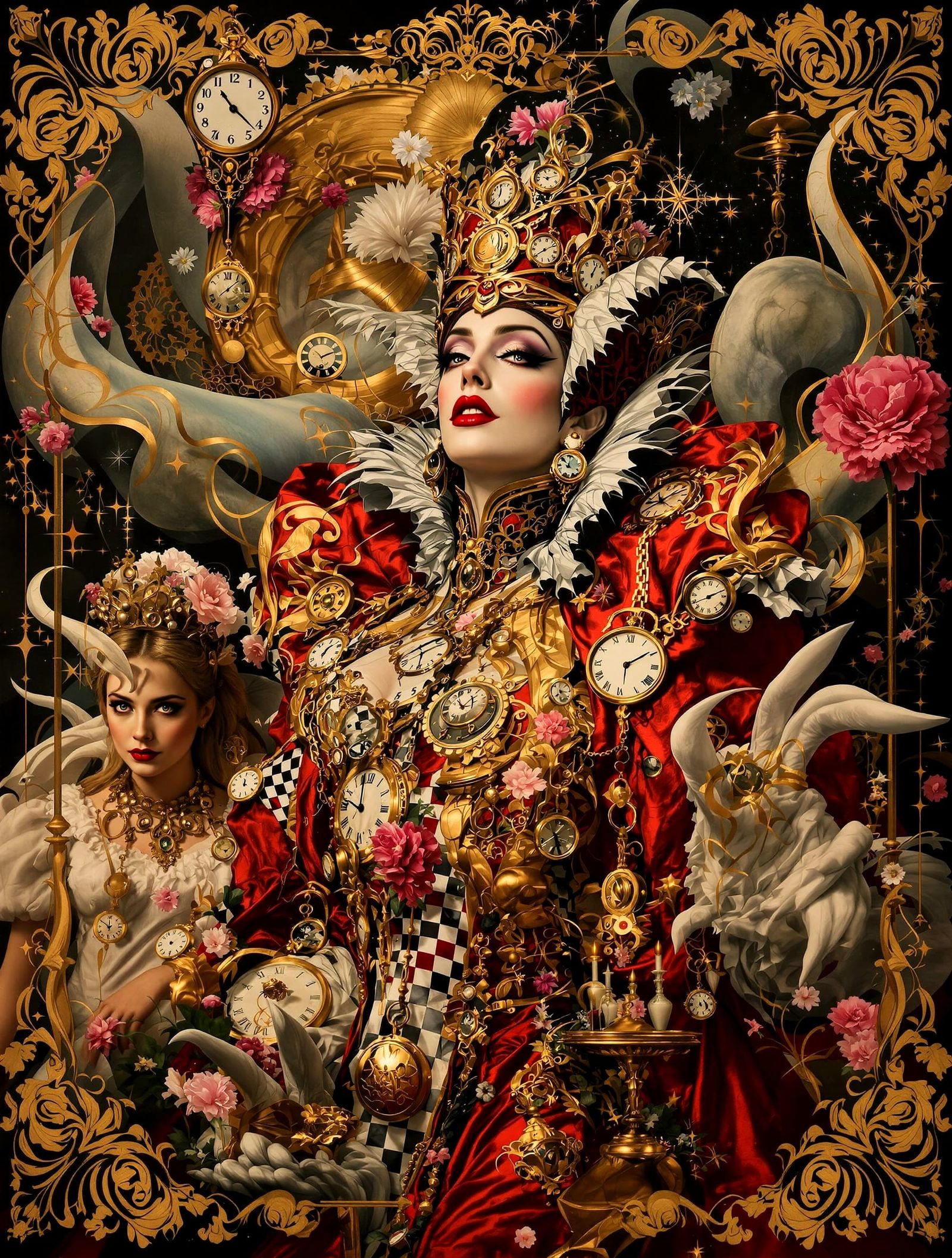 Red Queen and Alice: A Surreal Baroque Masterpiece