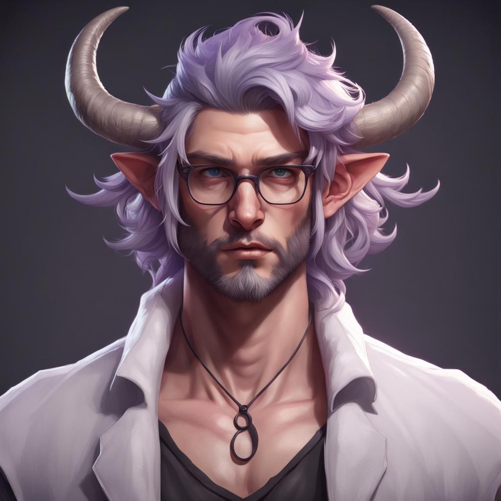 Nerdy Satyr Portrait in Detailed Digital Art Style