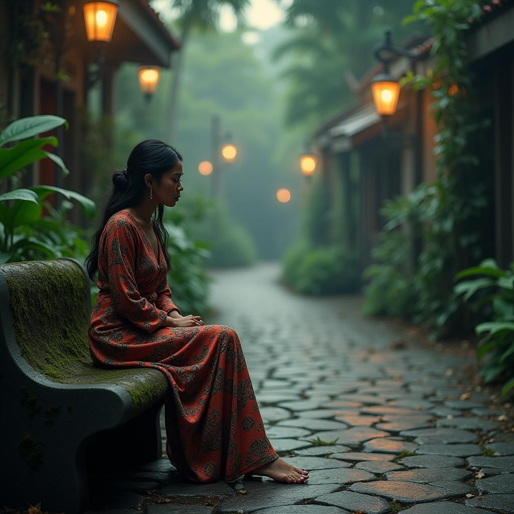 Contemplative Malay Woman in Ethereal Light