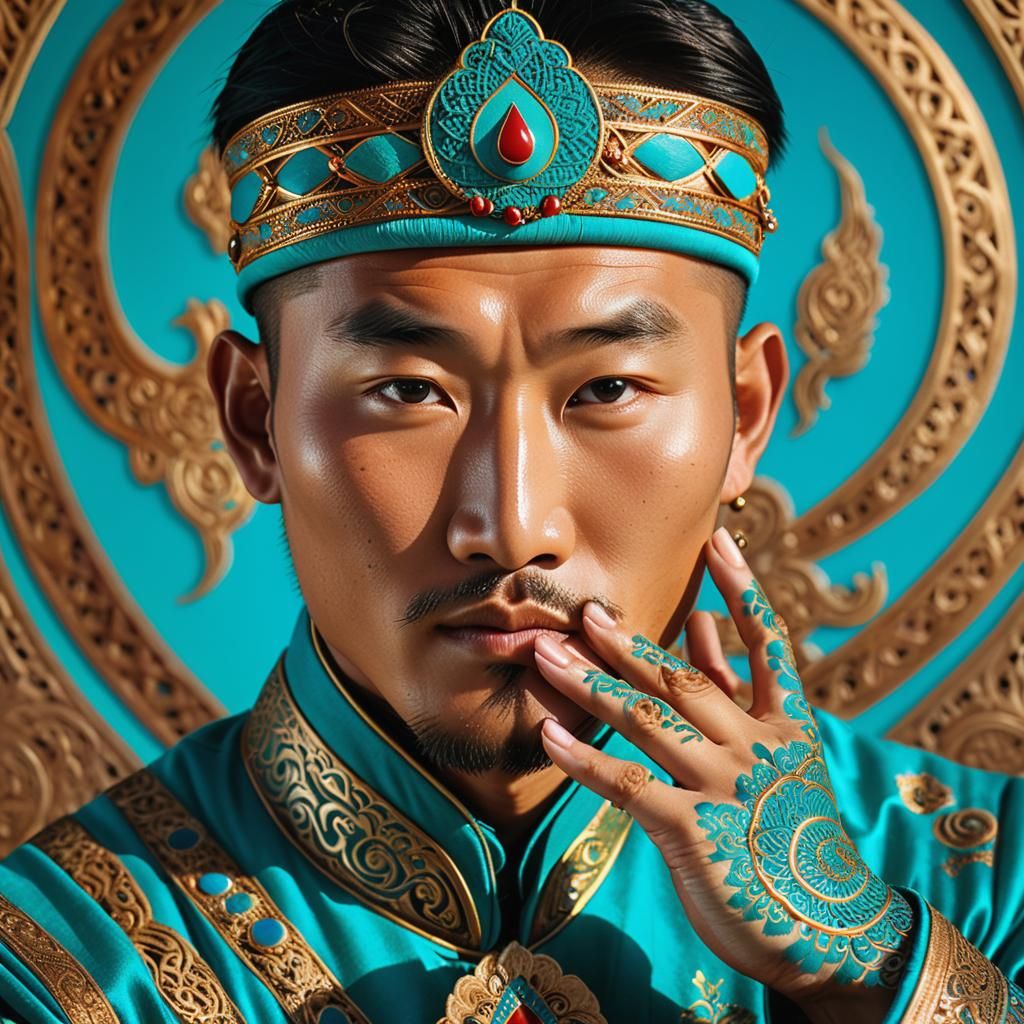 Regal Surrealism Portrait of Mongolian Prince