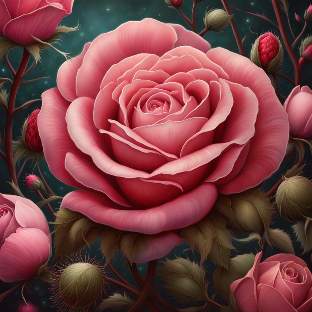Beautiful Rose in Digital Painting Style