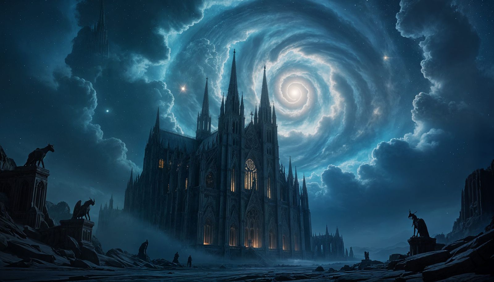 Gothic Cathedral Reaches Star-Filled Cosmic Sky