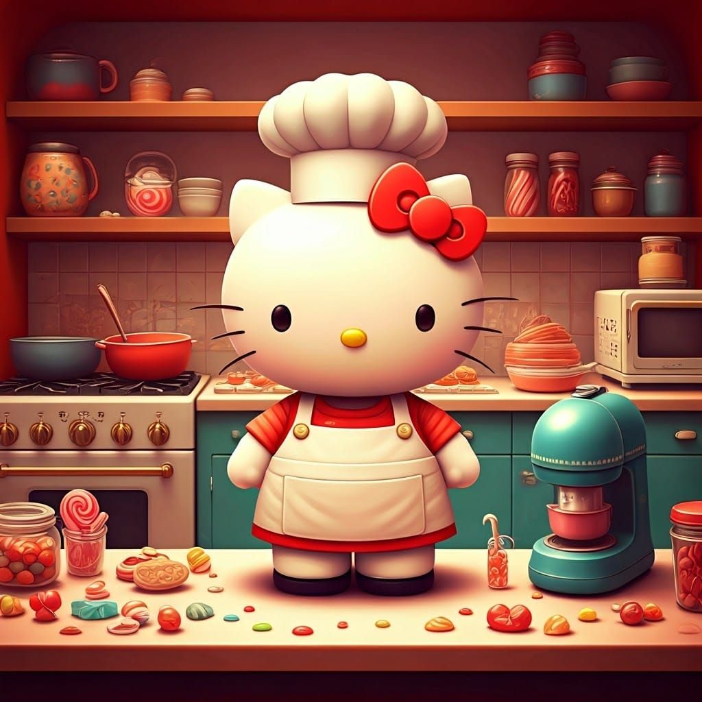 Hello Kitty Chef in Candyland Kitchen
