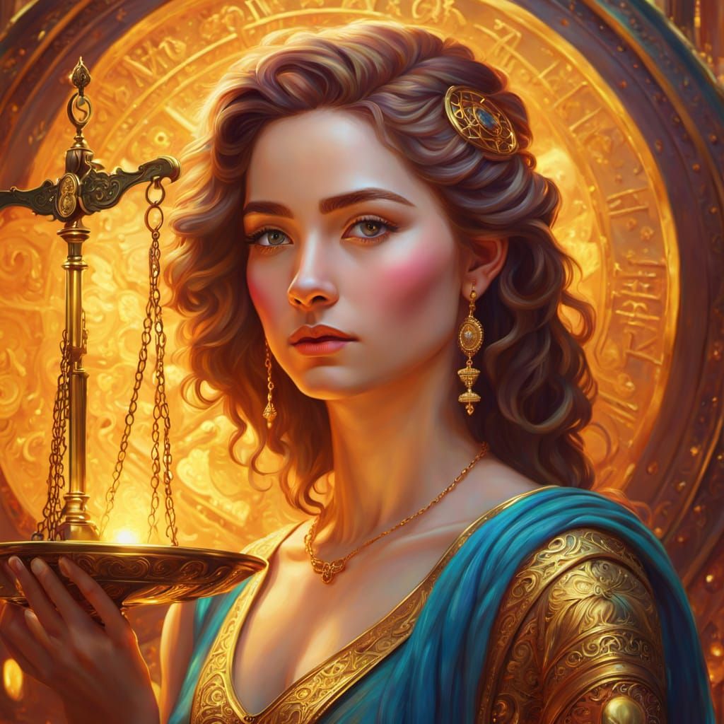 Golden Libra in Oil Painting Style
