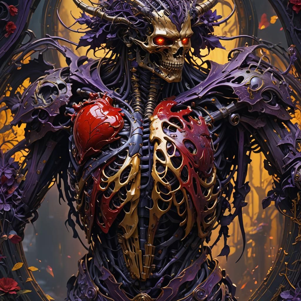 Bleeding Heart Rib Cage: Dark Fantasy Concept Art