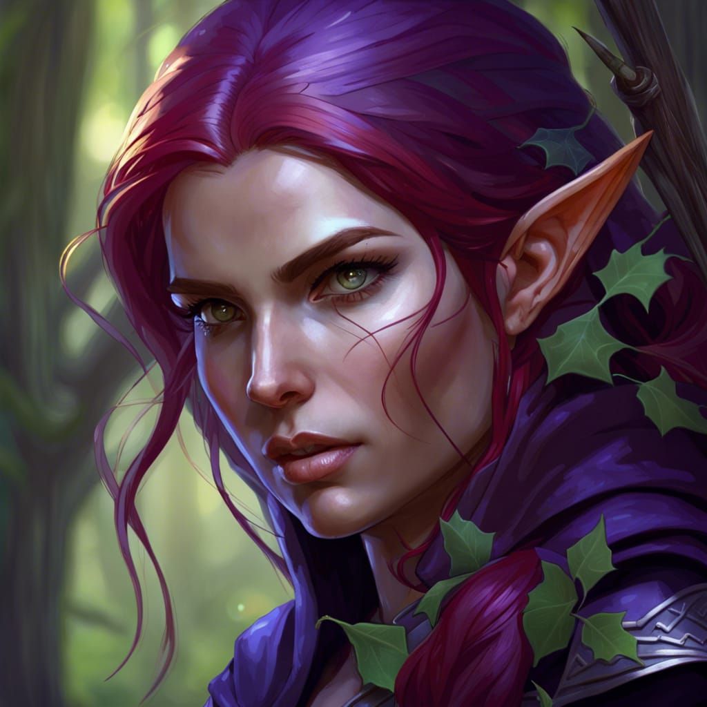 Elven Rogue Portrait in Hyperdetailed Digital Art
