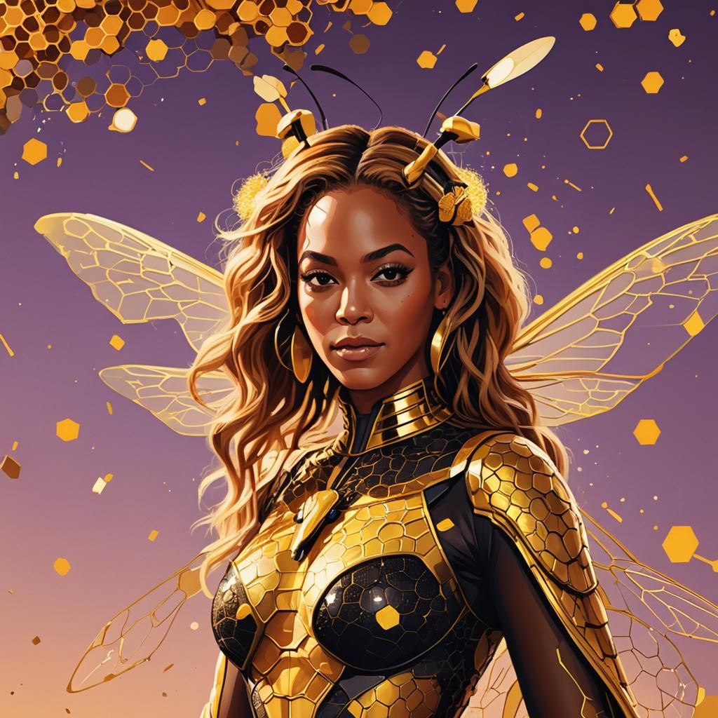 Beyoncé as Queen Bee: Digital Comic Art Portrait