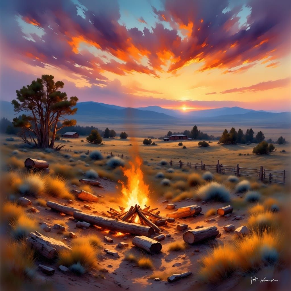 Campfire at Ranch in Wyoming