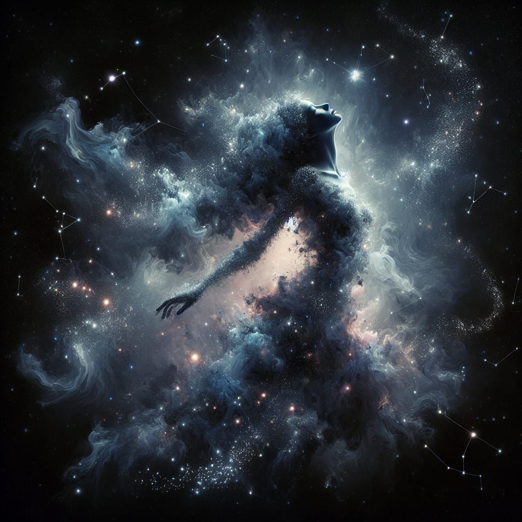 Ethereal Star Girl Reaching for the Cosmos