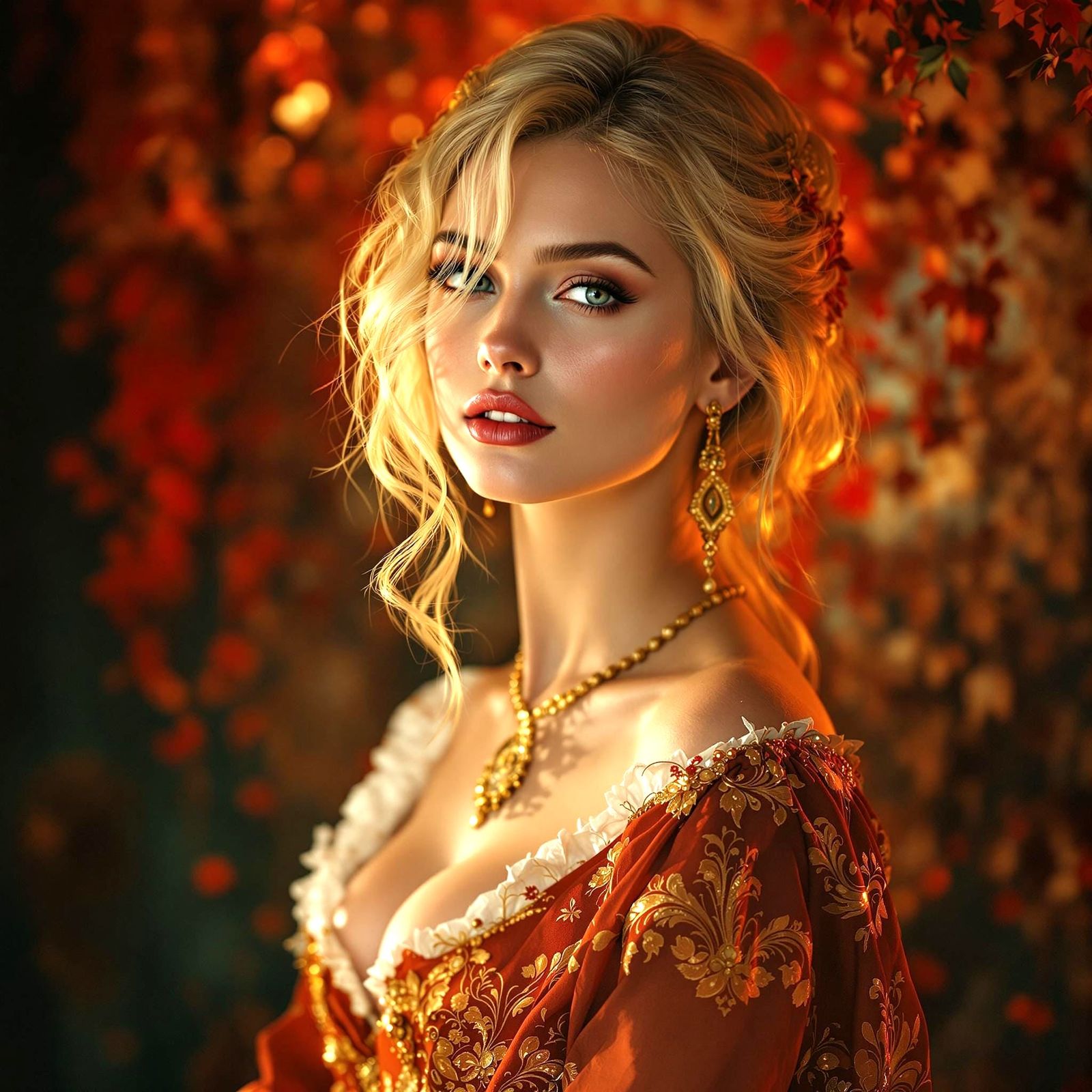 Vintage Poster of Blonde Woman, Hyperrealistic Style