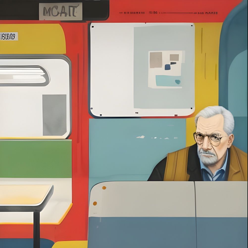 Subway Commuter in Gouache, Ink and Watercolor