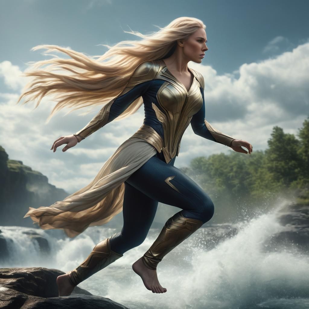 Spectacular Giantess in Dynamic Pose, Captured in Hyper-real...