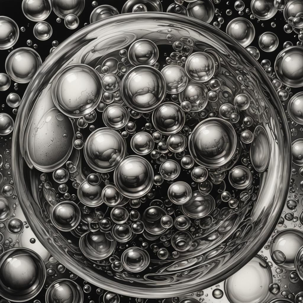 Hyperdetailed Charcoal Drawing of Molten Glass Bubble