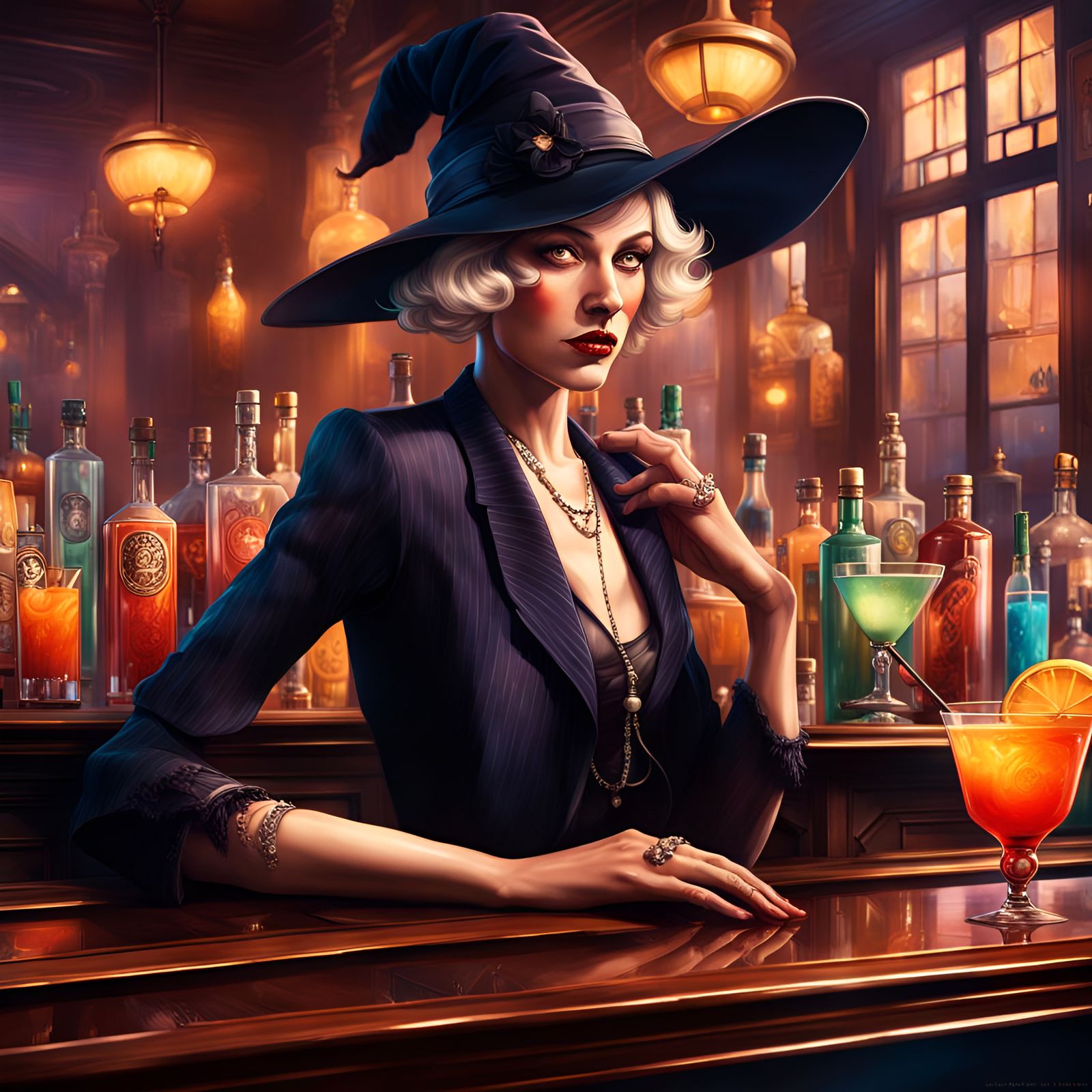 Witches' Speakeasy: A Hyperrealistic 1920s Cocktail Bar