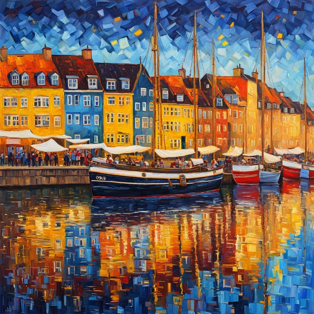 Vibrant Copenhagen Cityscape in Expressionist Impasto Style