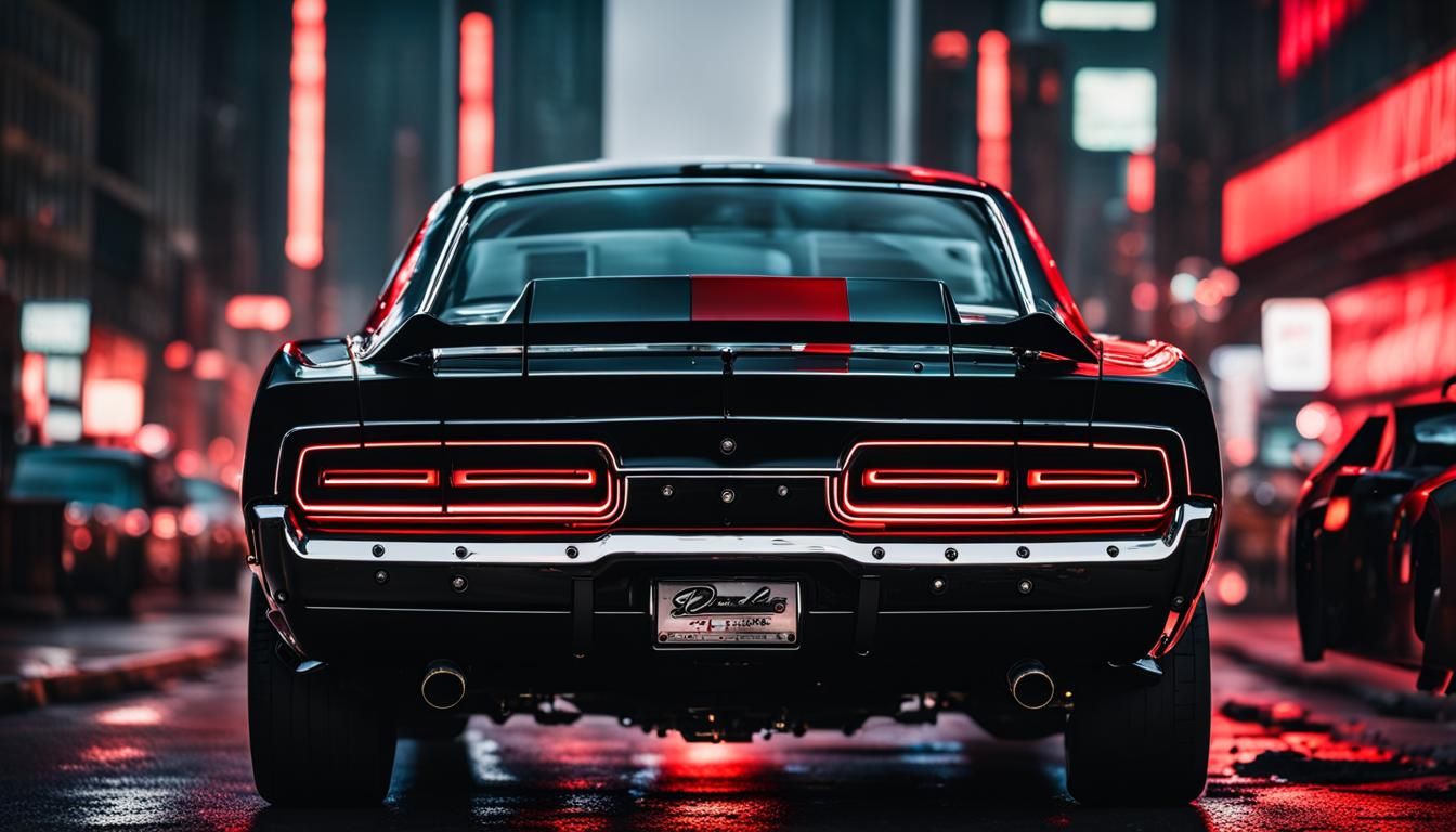 Cyberpunk Dodge Charger in a Neon Cityscape