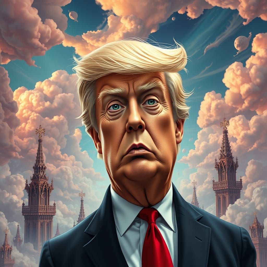 Trump in a Fantastical, Blade Runner-Inspired Landscape