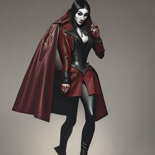 Vampire Girl in Red Leather Jacket