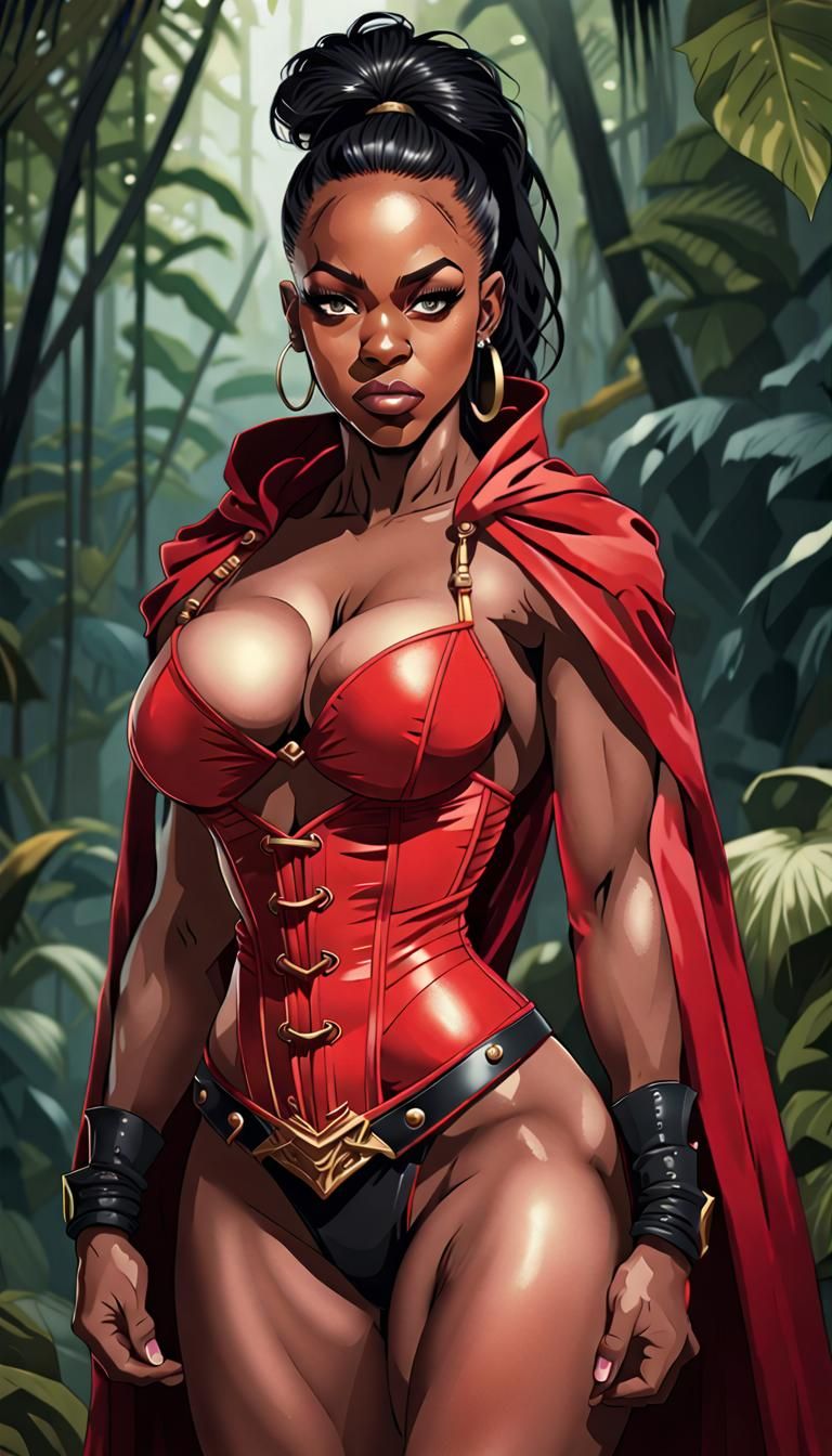 Ebony Bodybuilder in Jungle Arena: Shinkiro Style