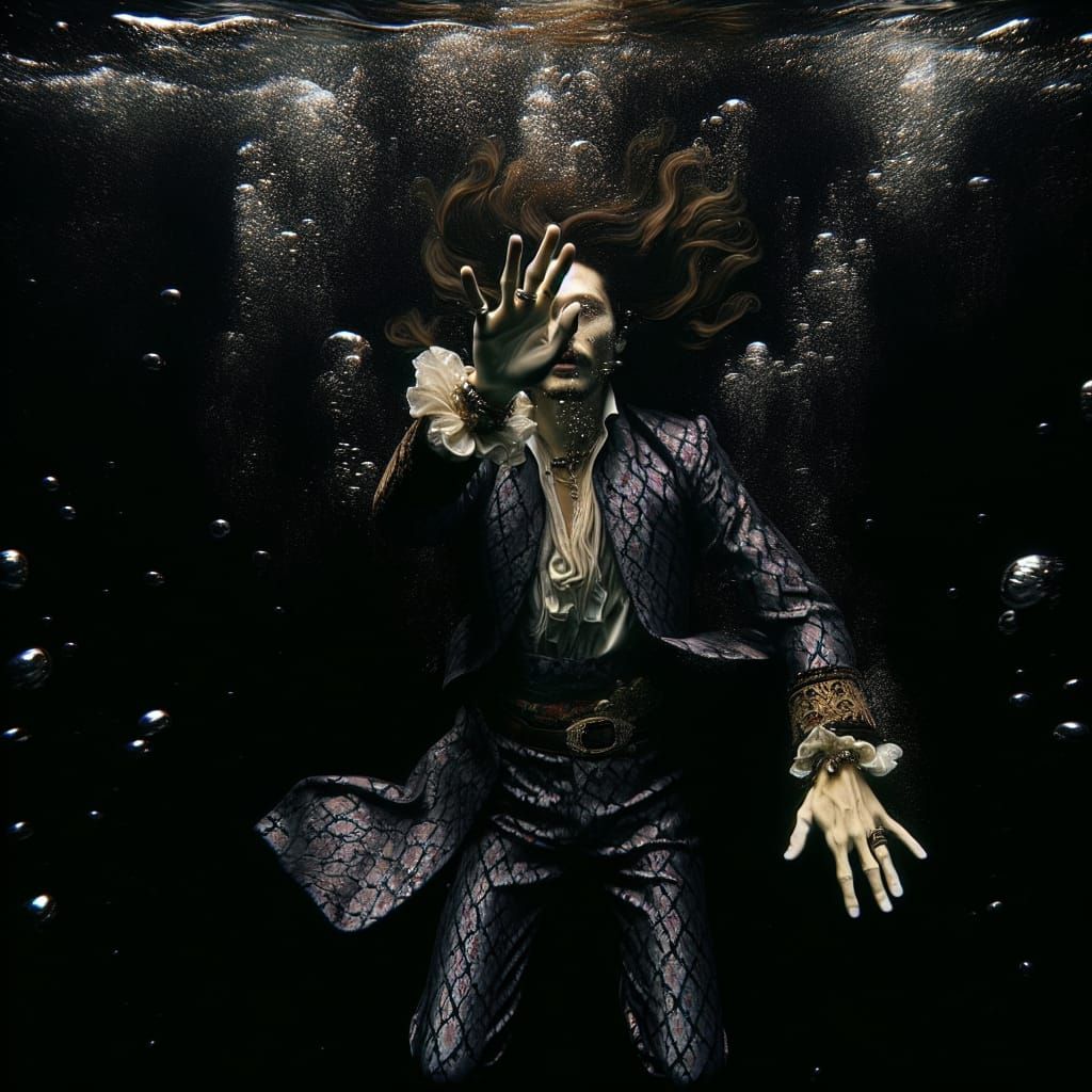 Man in Victorian Suit Sinking: Chiaroscuro Style