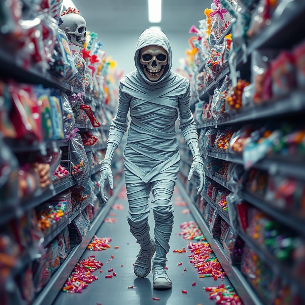 Mummy Goes Shopping in Candy Aisle