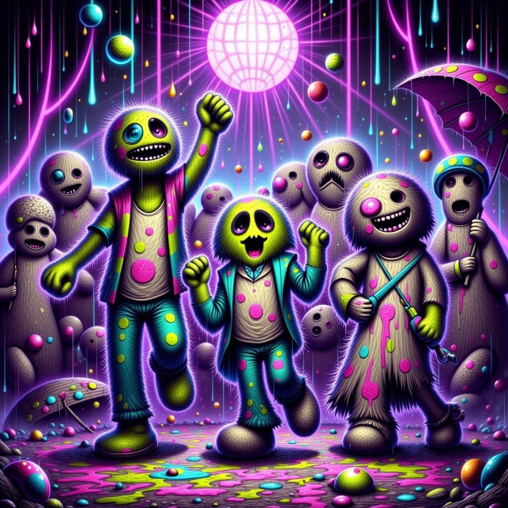 Halloween Zombie Prom Dance Off in Cell-Shaded Anime Style