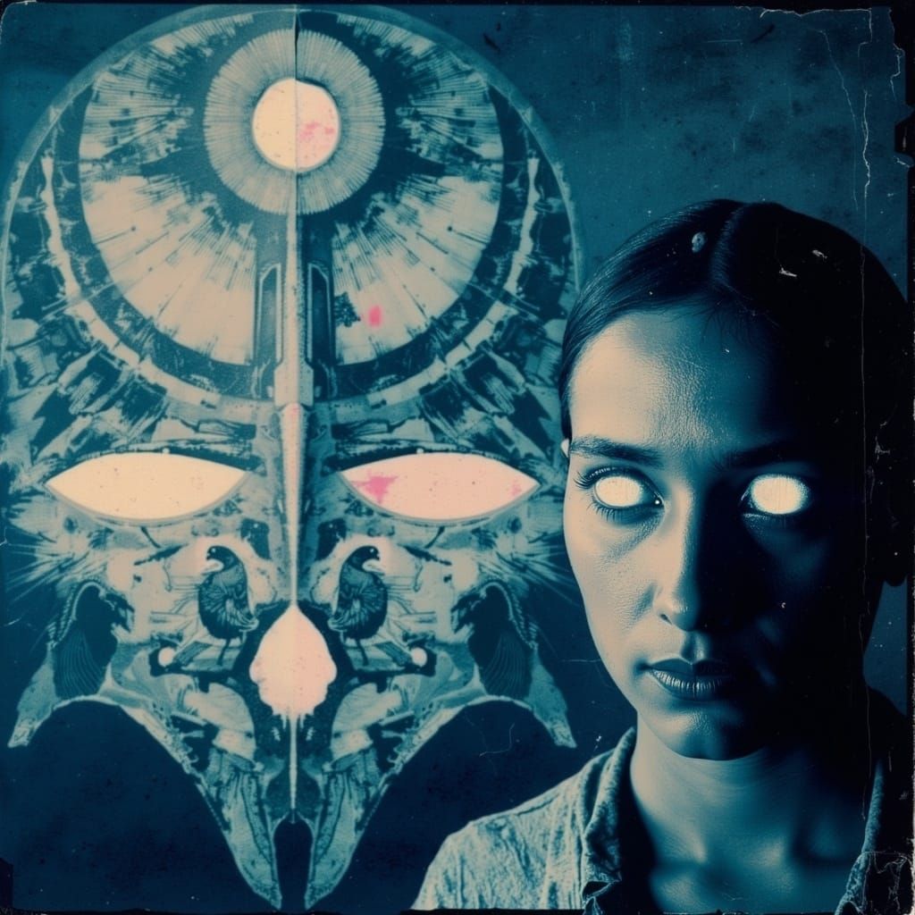 Eerie Liminal Space with Abstract Shape in Analog Glow