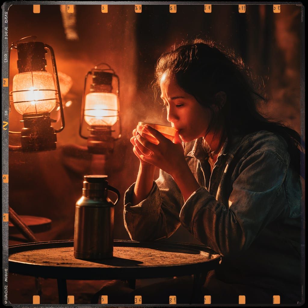 Cinematic Woman Sipping Yerba Mate in Golden Light
