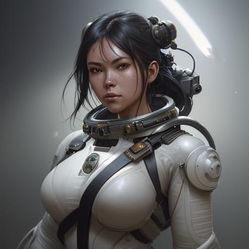 Sci-Fi Woman with Katana: Digital Art Portrait