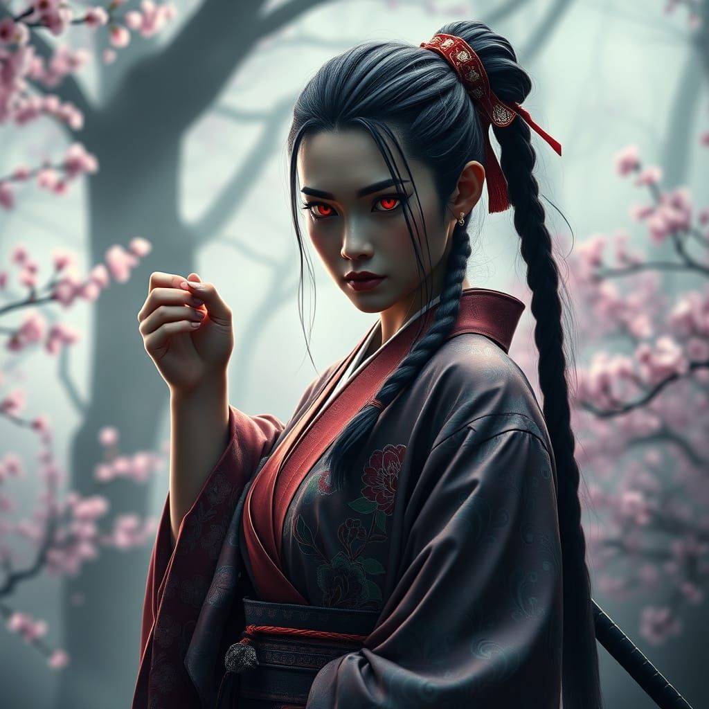 Surreal Japanese Princess Defies the Forest with Determinati...