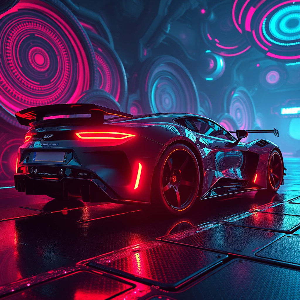 Futuristic Car in Sci-Fi Landscape as Digital Art