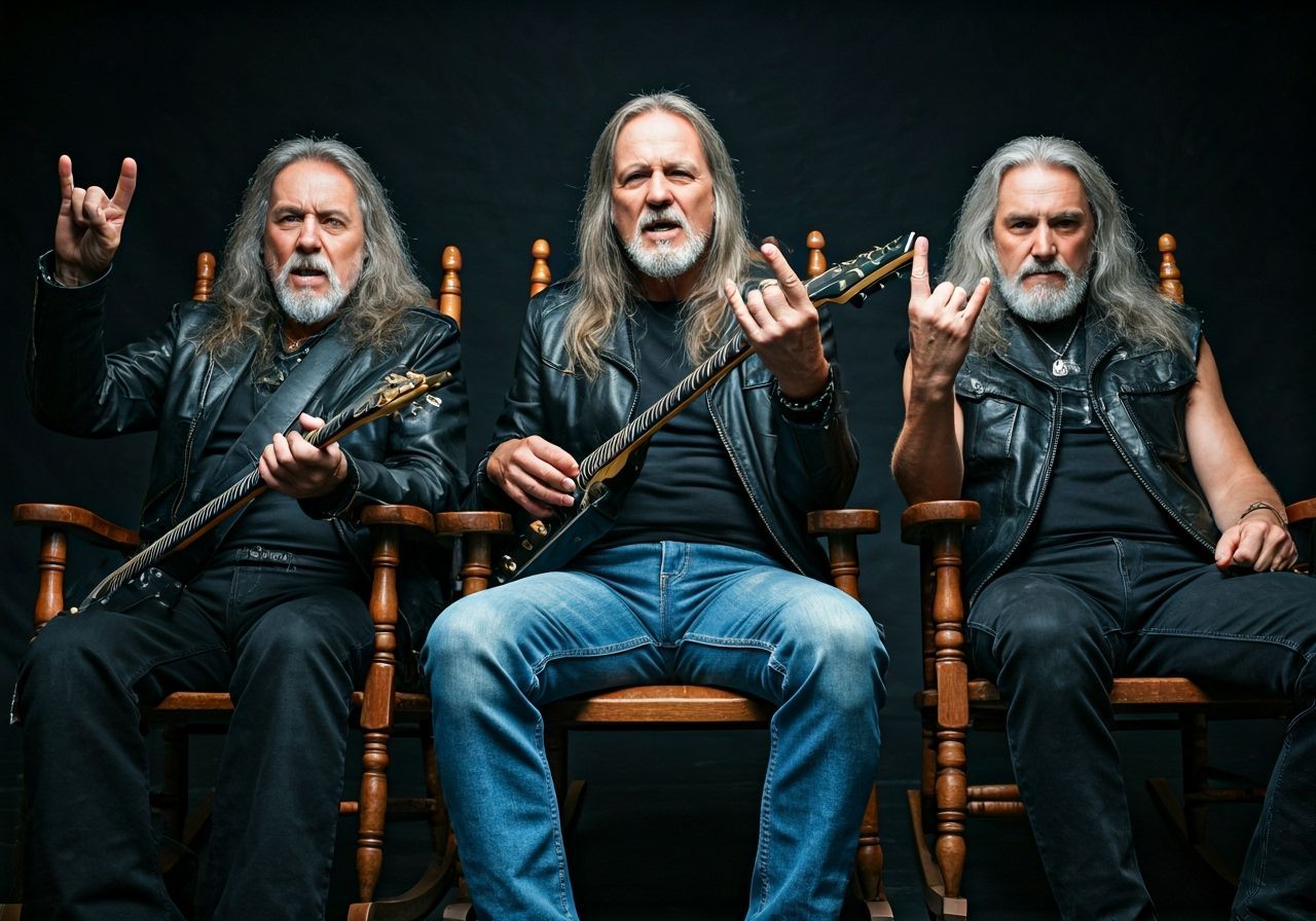 Heavy Metal Rockers Shredding Guitars on Stage