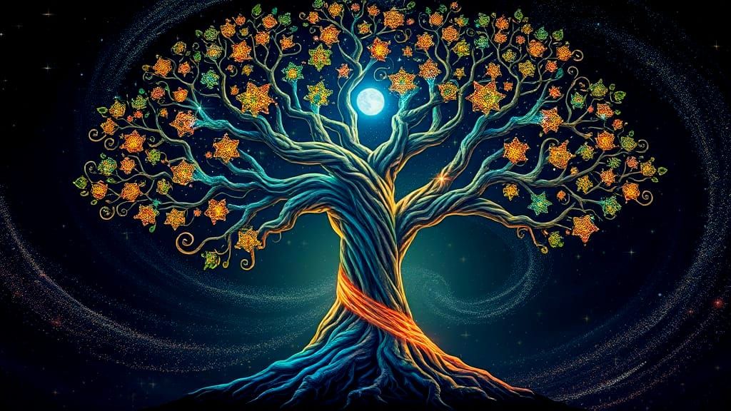 Ethereal Tree of Life in Celestial Art Style