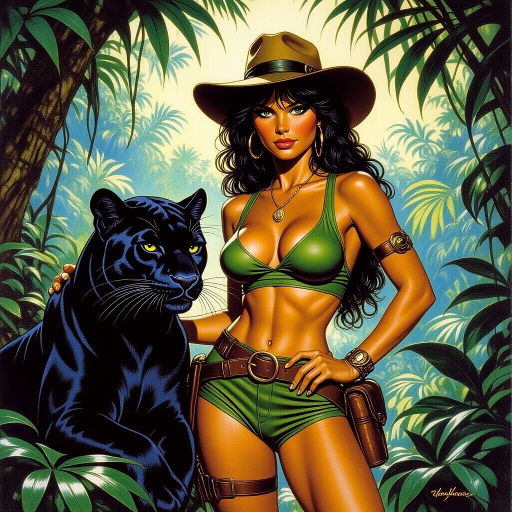 Fantasy Jungle Explorer and Black Panther