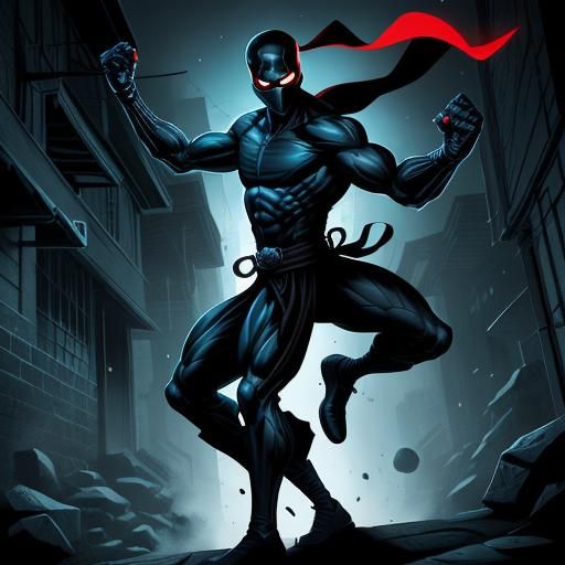 Ninja in Alleyway: Comic Book Style Illustration