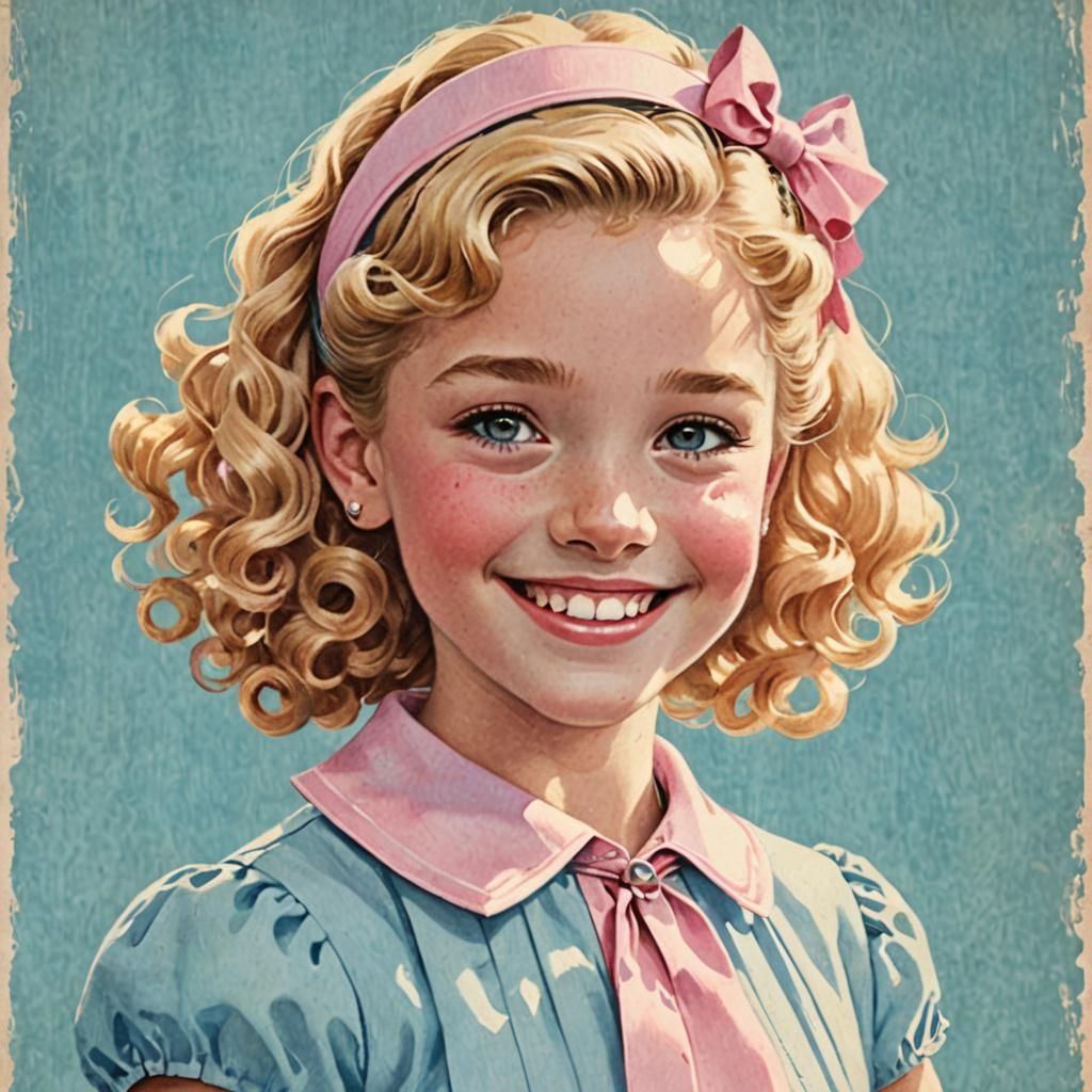 Vintage Style Portrait of a Smiling Blonde Girl