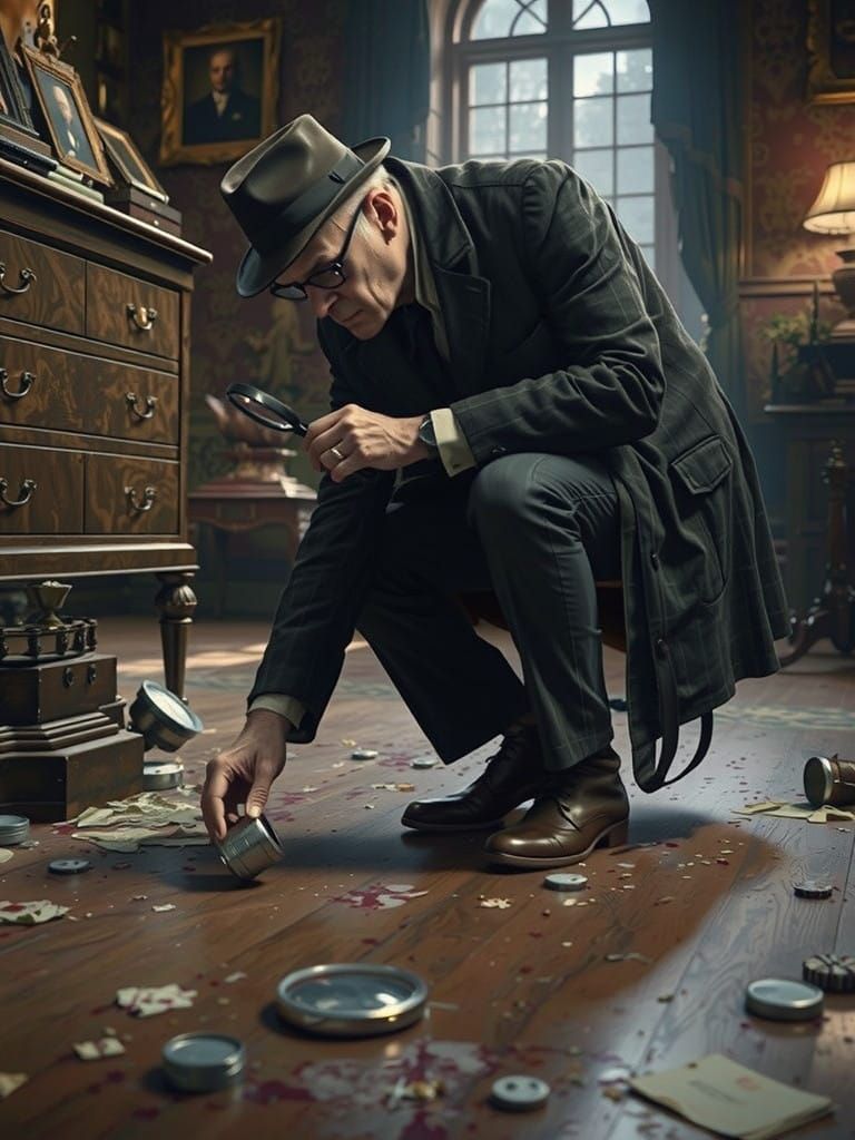 Mysterious Detective Searches for Clues in a Dark, Noir-Insp...