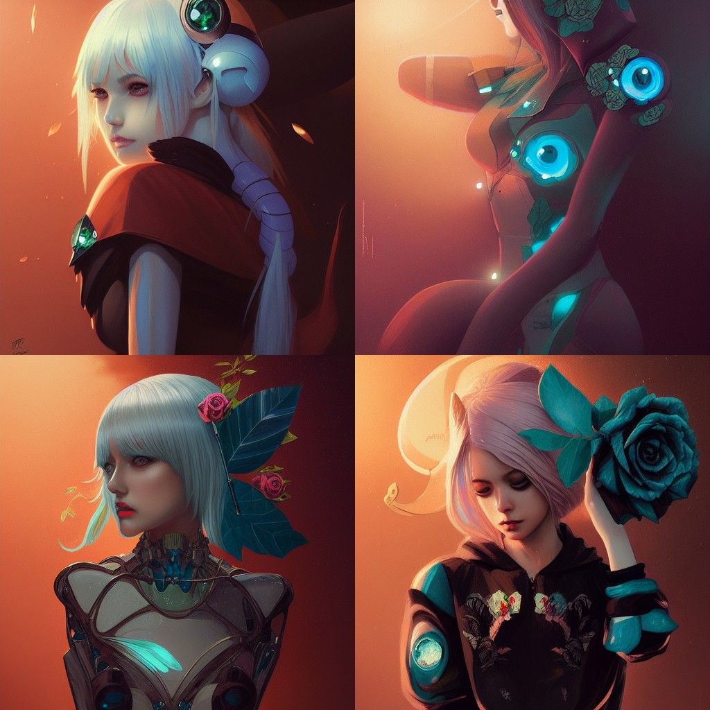 Robotic Fox Girl Portrait in Digital Art Style