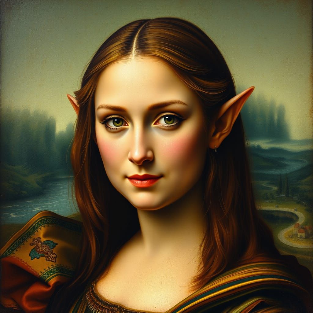 Hyperrealistic Portrait of an Elf Woman in the Style of Leon...