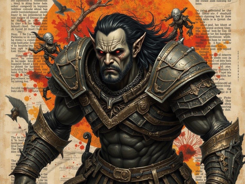 Dark Fantasy Orc Warrior Collage