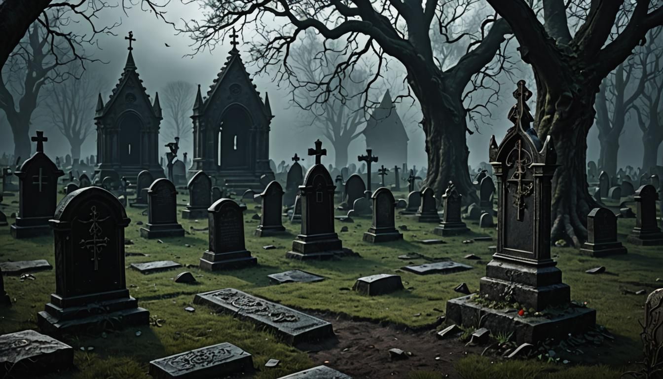 Mystic Medieval Graveyard Scene