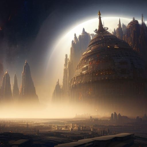 Epic Space City for Gods: Digital Matte Painting