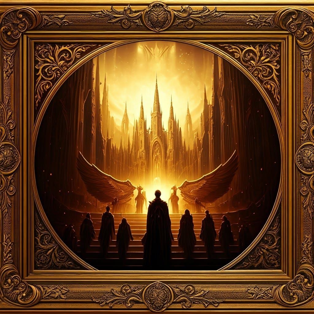 Golden Framed Triumphant Masterpiece in Digital Art Style