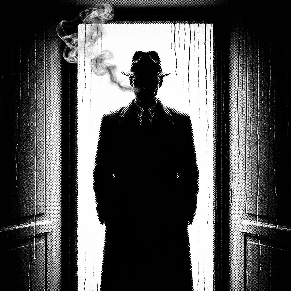 Dramatic Detective in Halftone, Film Noir Style